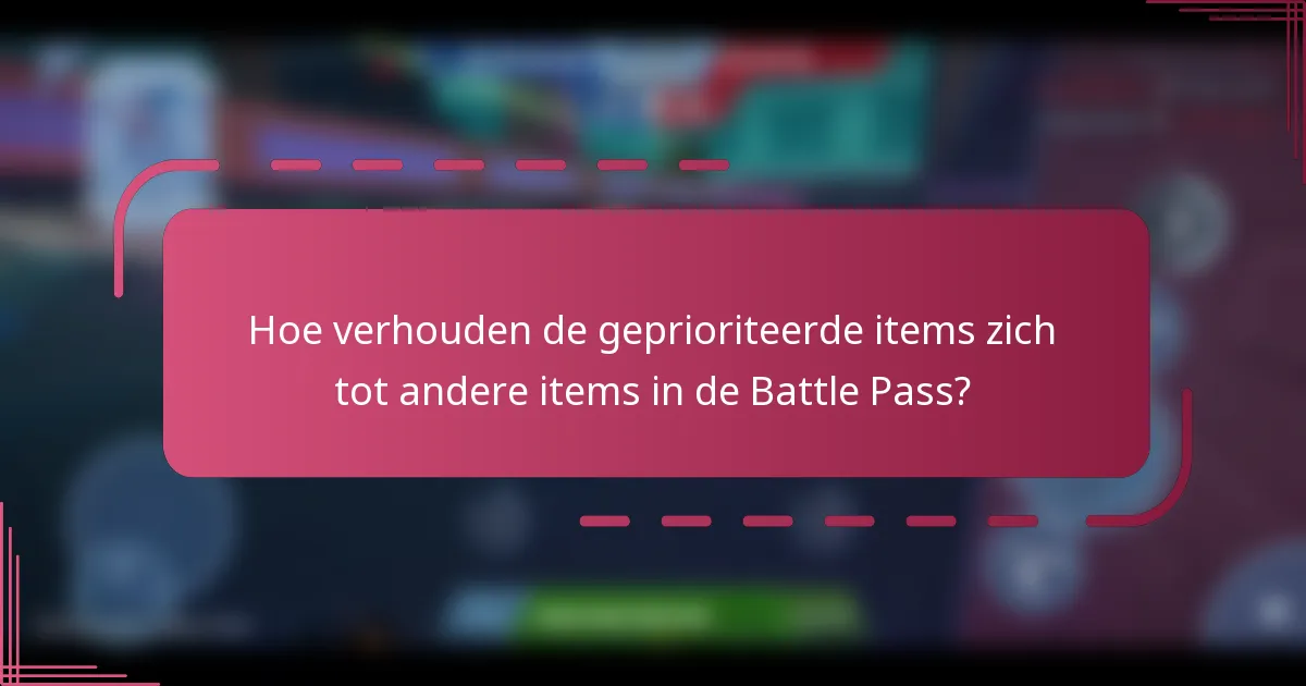 Hoe verhouden de geprioriteerde items zich tot andere items in de Battle Pass?