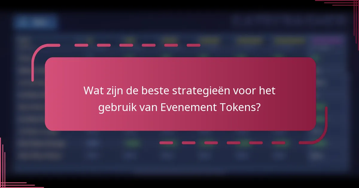 Wat zijn de beste strategieën voor het gebruik van Evenement Tokens?